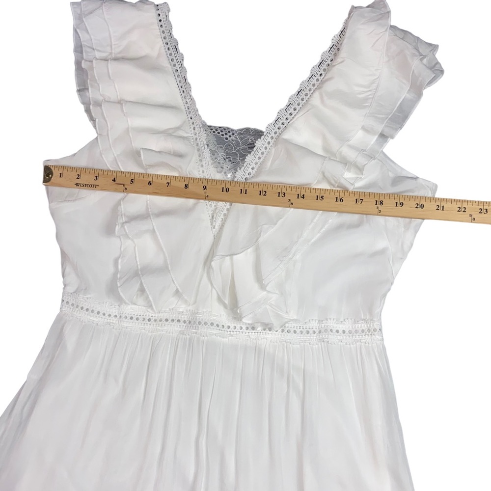 ✨NEW✨ Boho V-Neck White Ruffled Maxi Lace Feminine Maxi Dress - Women’s XL - Picture 4 of 13